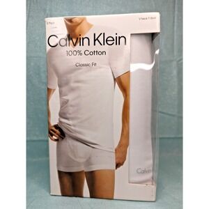 Calvin Klein Men's Cotton Classics 5-Pack V Neck Undershirts Sz Small NEW